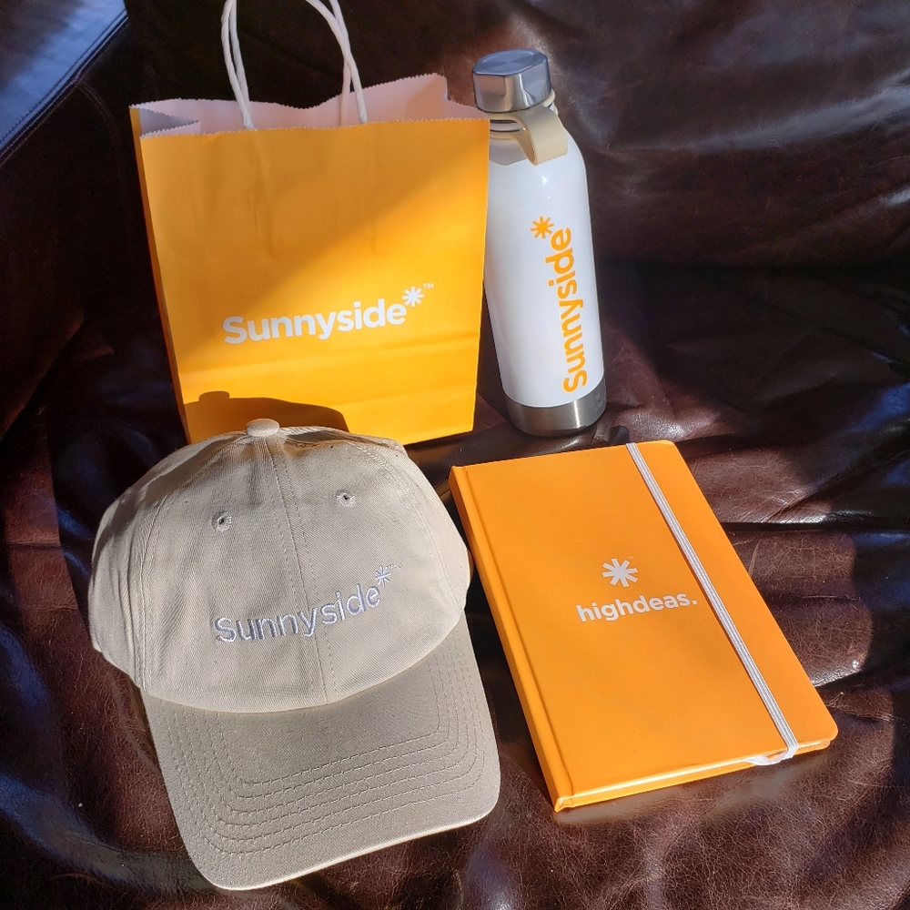 Sunnyside IL cannabis dispensary merch Water Bottle, Hat, Highdeas Journal